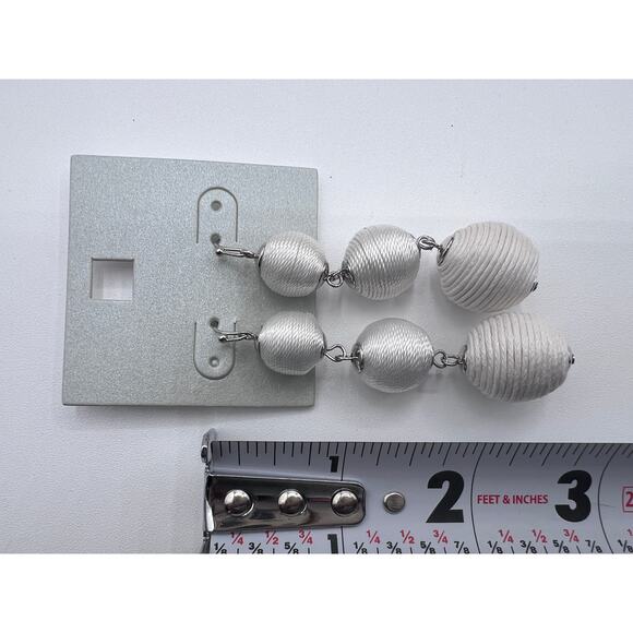 Modern White Ball Drop & Silver Tone Hoop Earrings 2 Pairs NEW! - Picture 6 of 7